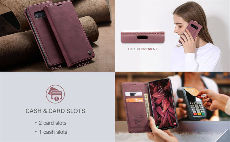 CaseMe Samsung Galaxy S10 Plus Wallet Suede Leather Case