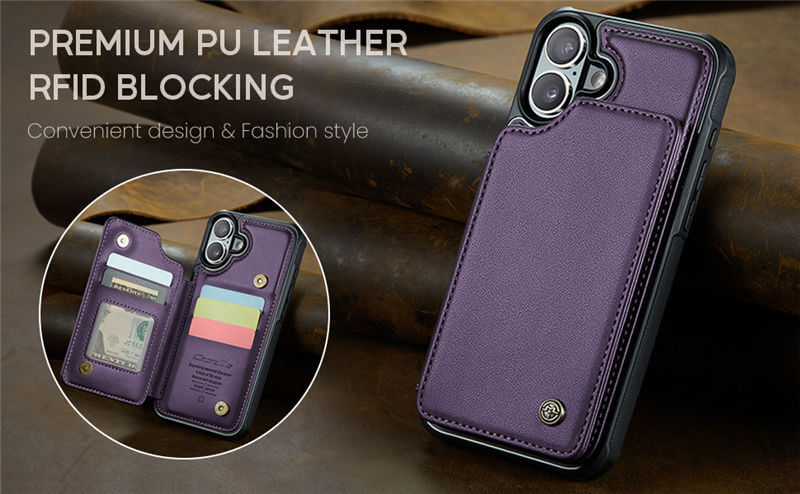 CaseMe iPhone 16 Plus RFID Blocking Card Holder Case