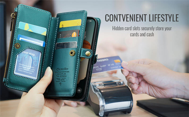 CaseMe iPhone 16 Wallet RFID Blocking Crossbody Phone Case