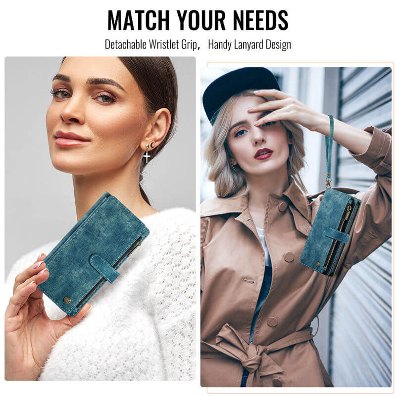 CaseMe For iPhone 16e Wallet Case with Wrist Strap